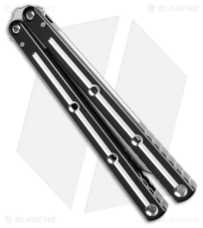 Squid Industries Krake Raken V3 Tanto Balisong Knife Dual-Tone Blk (4.5" Satin)